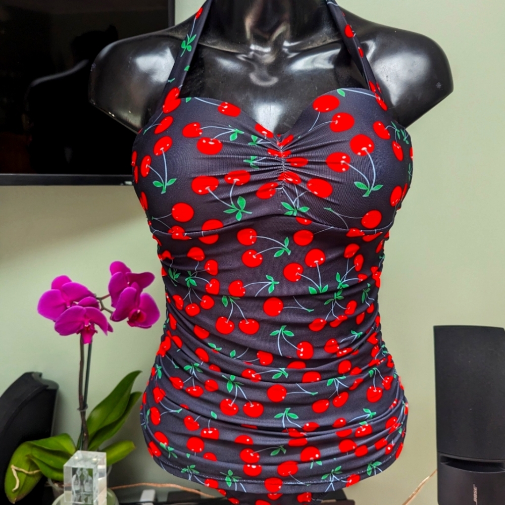 NEW One Piece Cherry Print Swimsuit